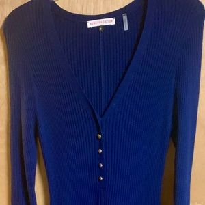 Rebecca Taylor ribbed knit blue flare dress